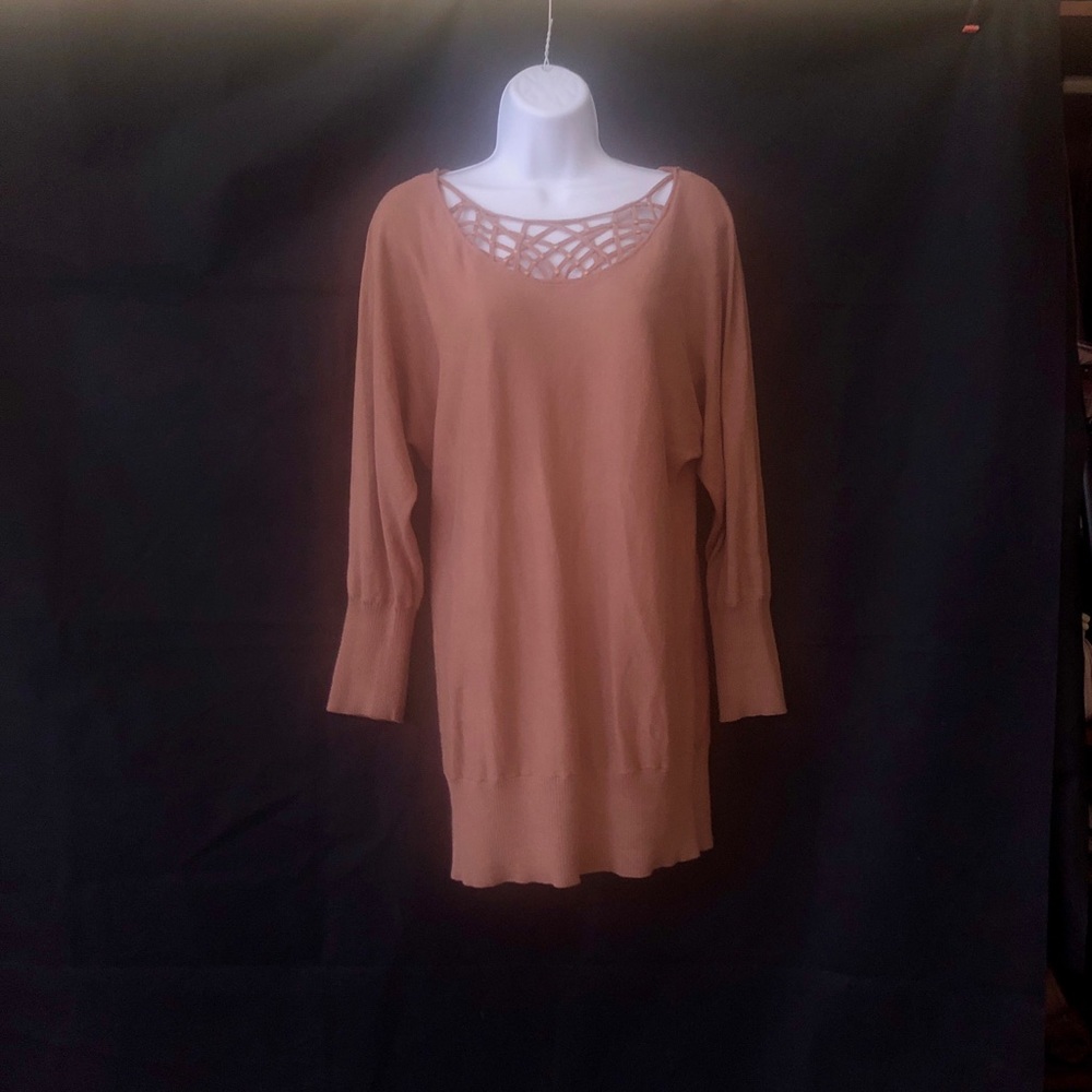 Fabulous Caché Tunic Sweater with Detailed Lattice